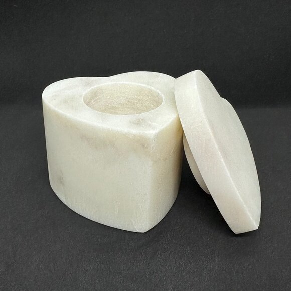 vintage Other - Vintage 80's Trinket Box Stone White Heart Jewelry Ring Dish Love Witchy